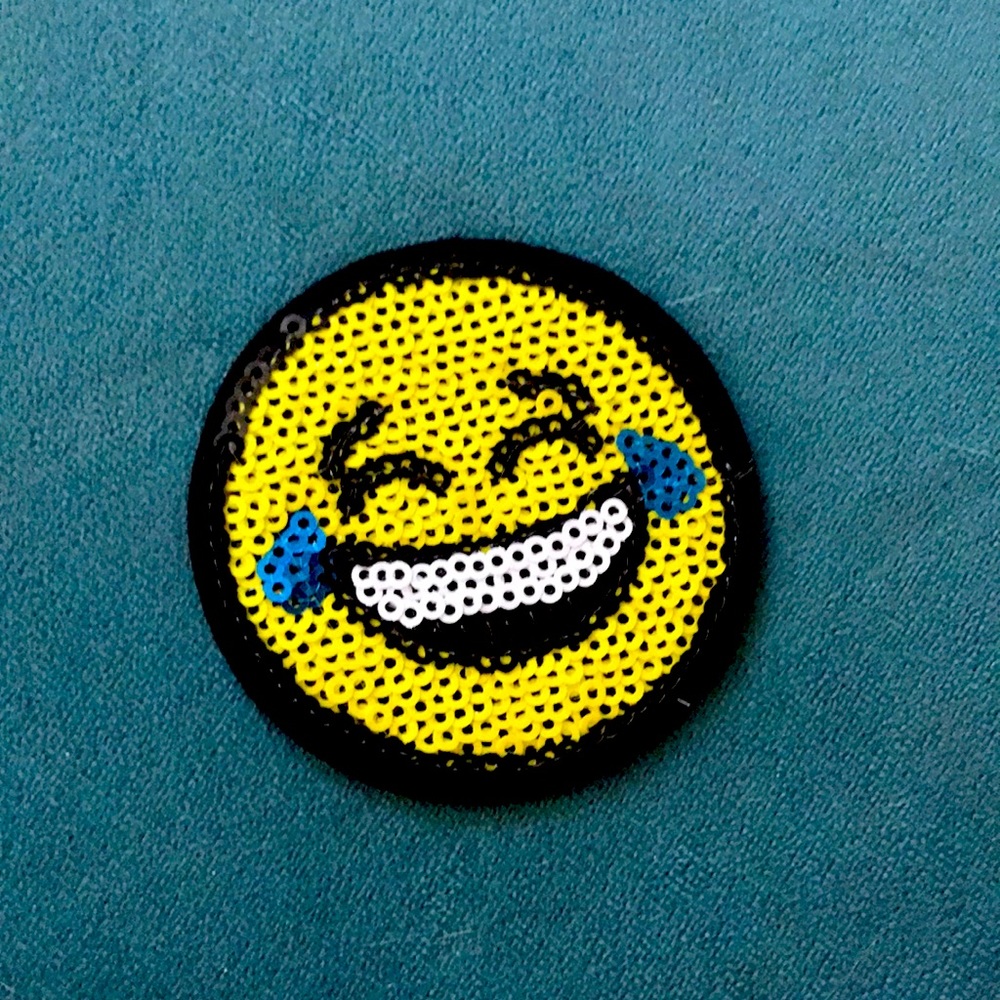 crying laughing emoji patch - sequins